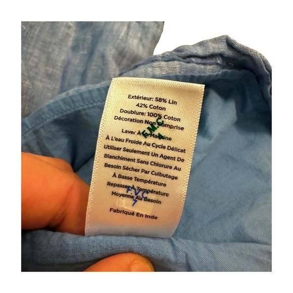 Talbots Plus Petite 20WP Blue Linen Cotton Floral Embroidered Skirt - Picture 8 of 10